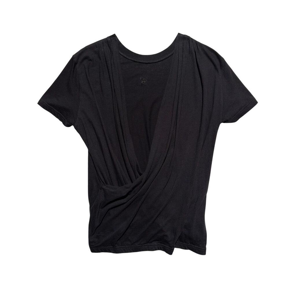 Plunge neck Wrap effect short sleeve tee